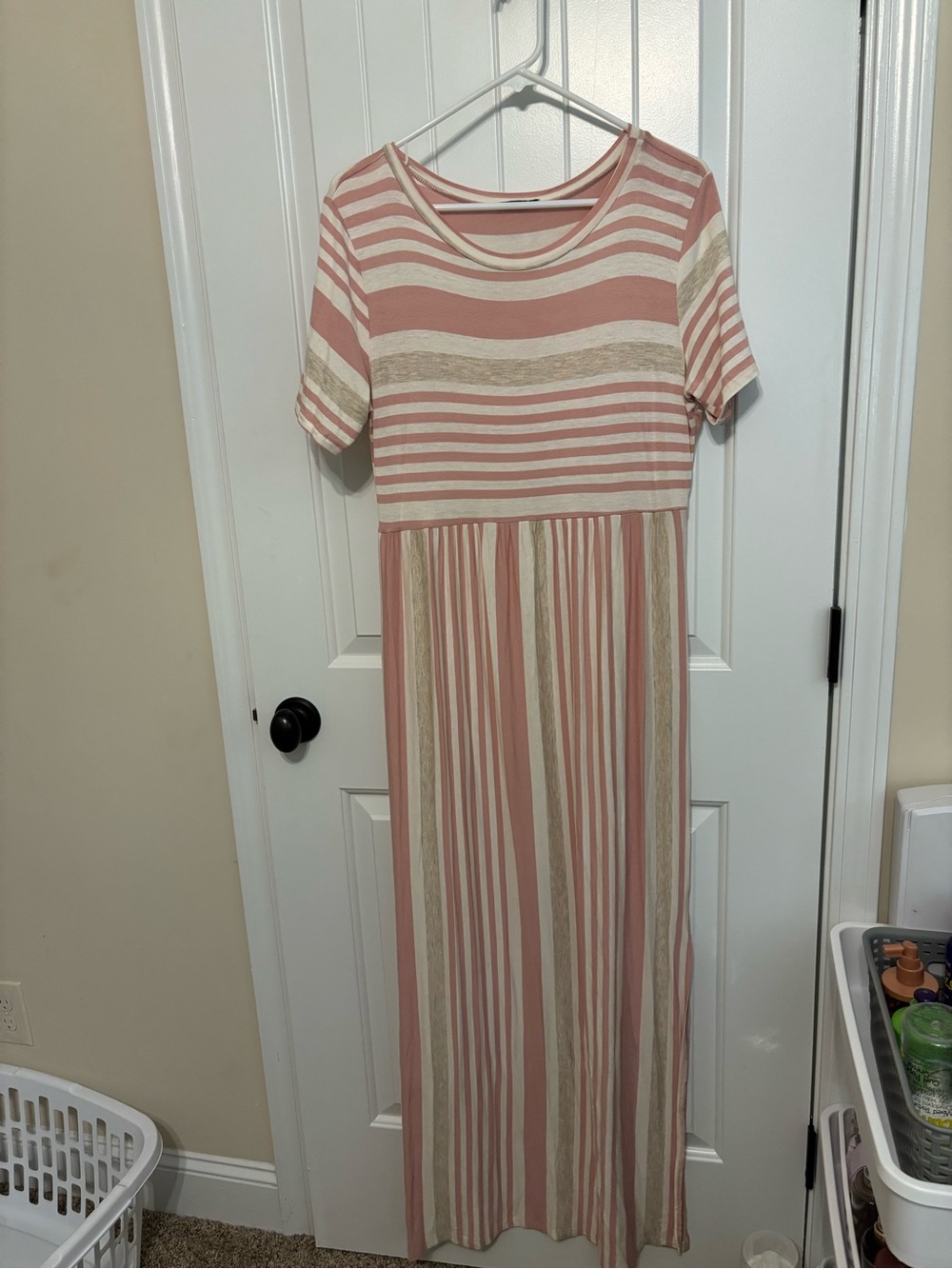 Striped Pink and Cream Maxi Dress